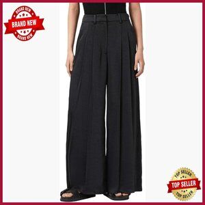 High Rise Satin Trousers, Loose Fit Ankle Pants, Pleated Front